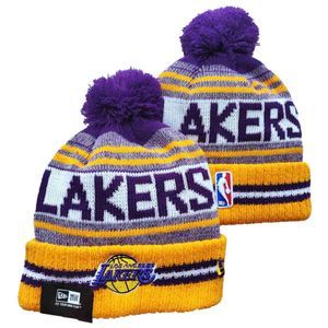 Los Angeles Lakers NBA Knit Winter Hat Beanie On Court Fleece New Era